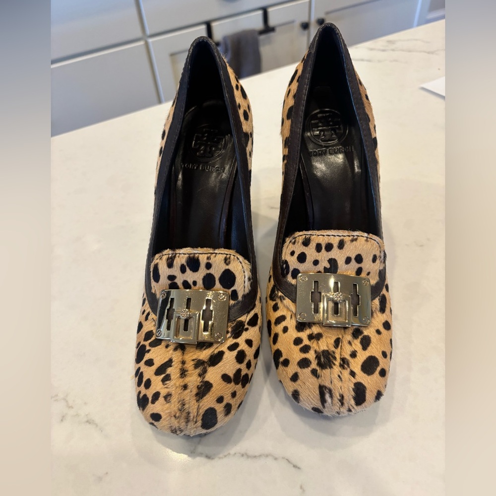 Tory Burch calf hair heels